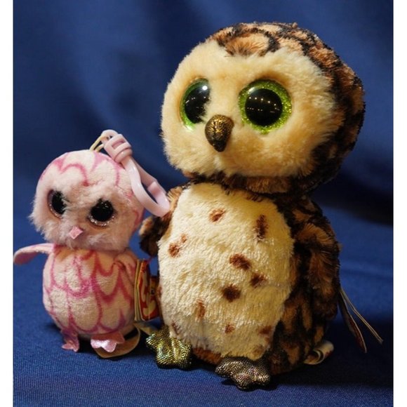 TY‎ Beanie Babies Owls Lot of 2 Pinky and Sammy No Issues - Picture 1 of 7